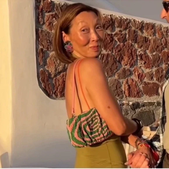 STAUD Beaded Bean Emerald Quartz Acid Swirl Clutch Mini Bag - Picture 16 of 16